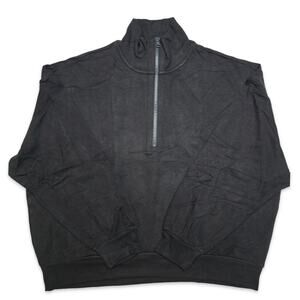Lou & Grey SignatureSoft Plush Quarter Zip Pullover Black XL Cozy Soft NWT
